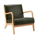 Oikiture Armchair Lounge Chair Couches Sofa Wood PU Green