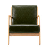 Oikiture Armchair Lounge Chair Couches Sofa Wood PU Green