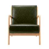 Oikiture Armchair Lounge Chair Couches Sofa Wood PU Green - Rear View