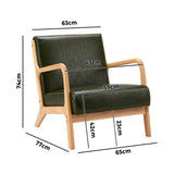 Oikiture Armchair Lounge Chair Couches Sofa Wood PU Green - Extra Image