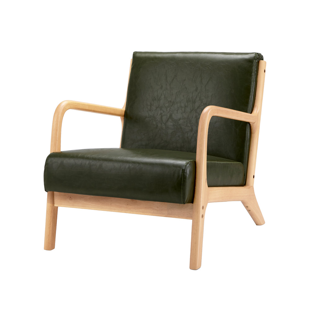 Oikiture Armchair Lounge Chair Couches Sofa Wood PU Green