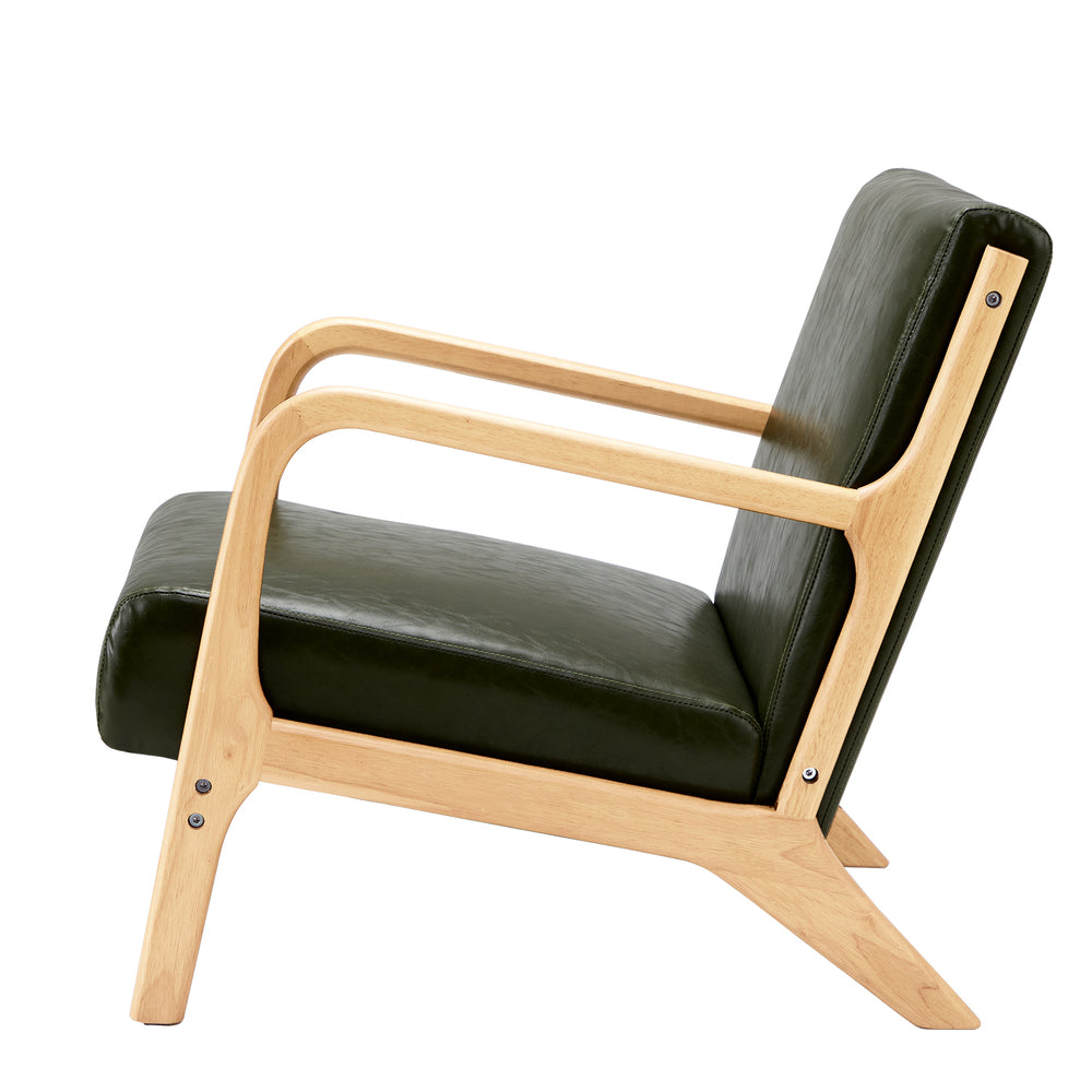 Oikiture Armchair Lounge Chair Couches Sofa Wood PU Green