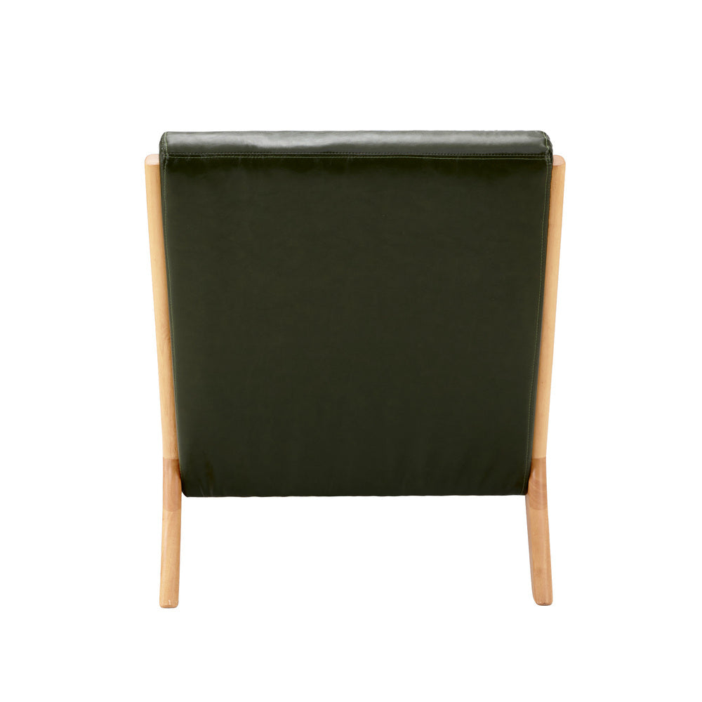 Oikiture Armchair Lounge Chair Couches Sofa Wood PU Green