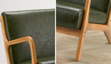 Oikiture Armchair Lounge Chair Couches Sofa Wood PU Green - Side View
