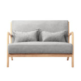 Oikiture 2PCS Armchair Lounge set 1/2 Seater 2 Pillows Fabric Grey - Rear View