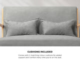 Oikiture 2PCS Armchair Lounge set 1/2 Seater 2 Pillows Fabric Grey - Side View