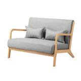 Oikiture 3PCS Armchair Lounge set 1/2 Seater 2 Pillows Fabric Grey