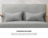 Oikiture 3PCS Armchair Lounge set 1/2 Seater 2 Pillows Fabric Grey