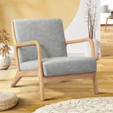 Oikiture Armchair Wood Couches Light Grey - 45-Degree Angle