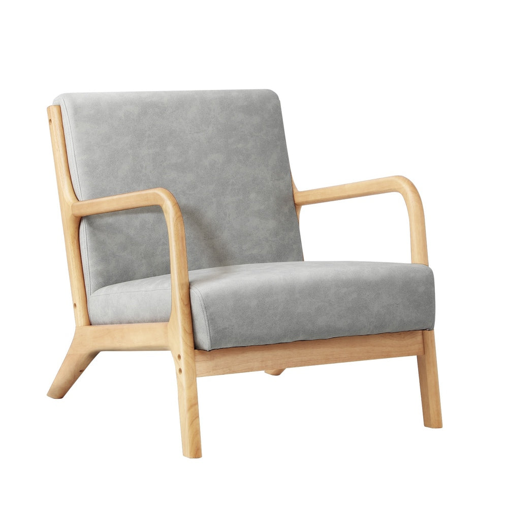 Oikiture Armchair Wood Couches Light Grey