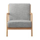 Oikiture 2X Armchair Lounge Chair Couches Sofa Wood Light Grey - 45-Degree Angle