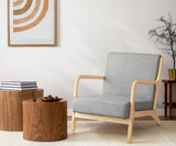 Oikiture 2X Armchair Lounge Chair Couches Sofa Wood Light Grey - Rear View