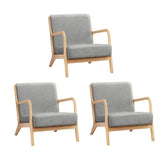 Oikiture 3X Armchair Lounge Chair Couches Sofa Wood Light Grey