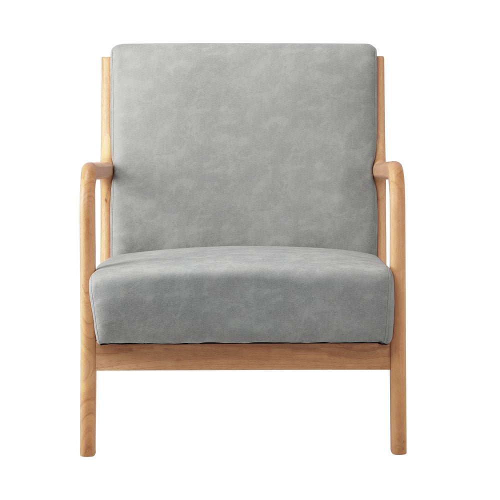Oikiture 3X Armchair Lounge Chair Couches Sofa Wood Light Grey