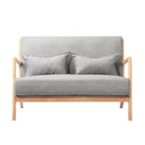Oikiture Armchair 2 Seater Sofa Fabric Grey Pillows