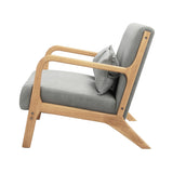 Oikiture Armchair 2 Seater Sofa Fabric Grey Pillows