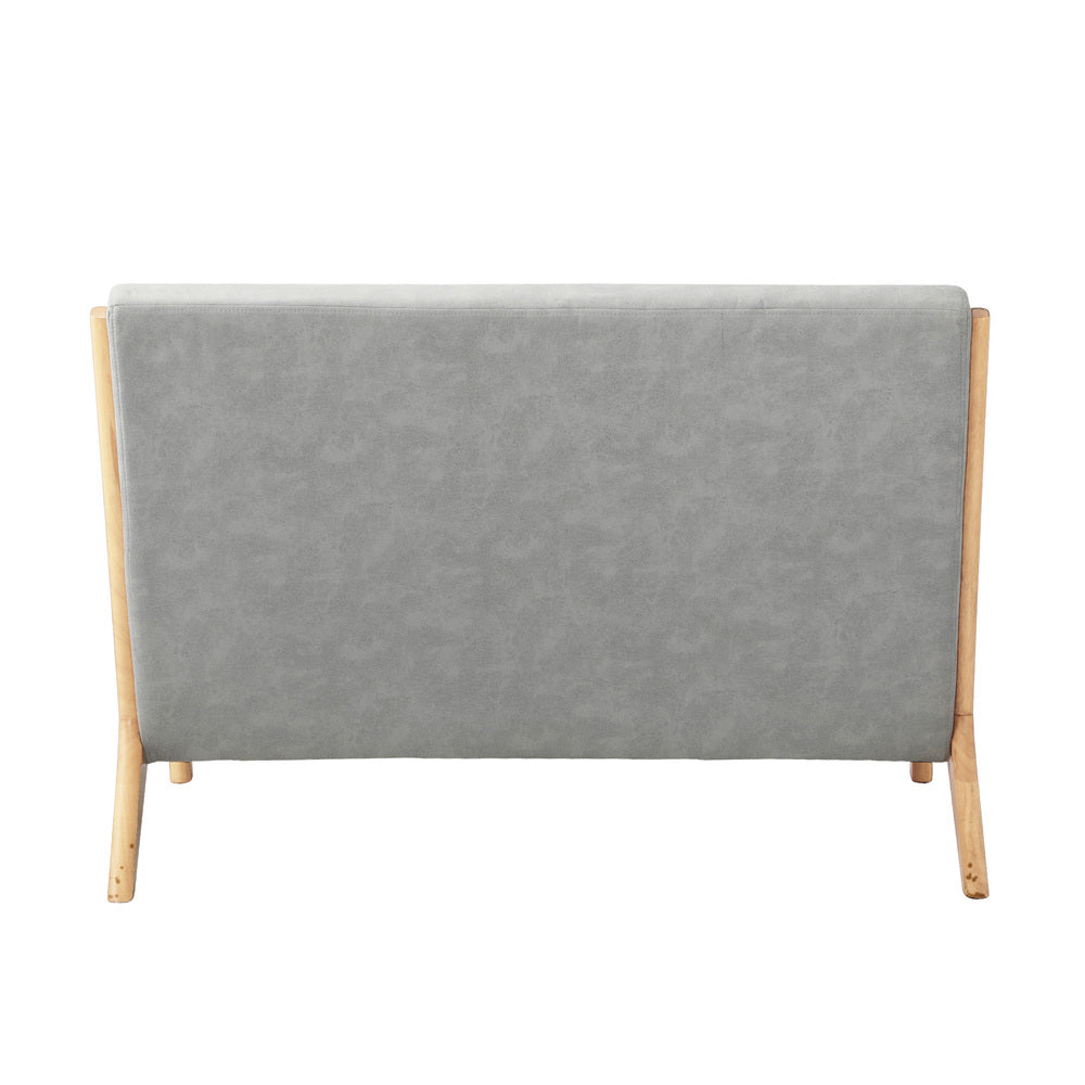 Oikiture Armchair 2 Seater Sofa Fabric Grey Pillows
