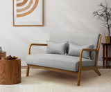 Oikiture Armchair 2 Seater Sofa Fabric Grey Pillows - Top-Down View