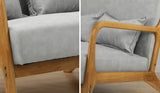 Oikiture Armchair 2 Seater Sofa Fabric Grey Pillows