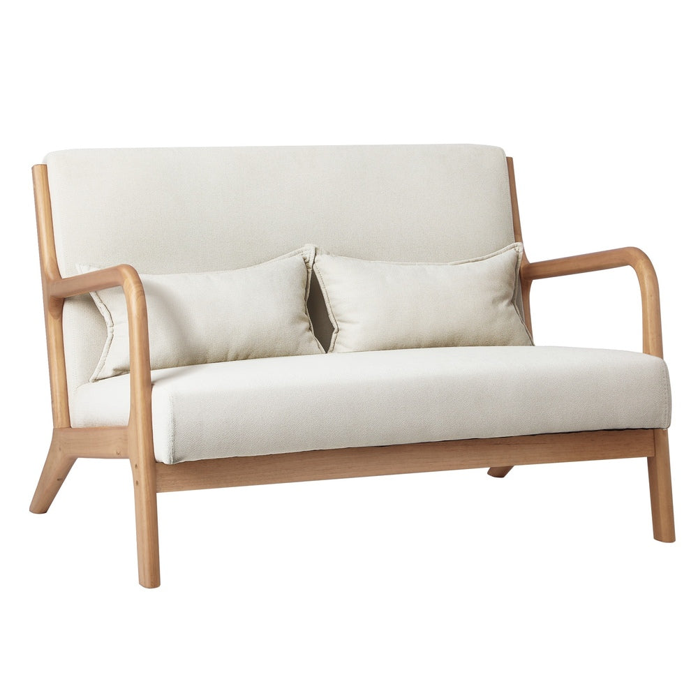 Oikiture Armchair Couch Pillows 2 Seater Fabric Beige