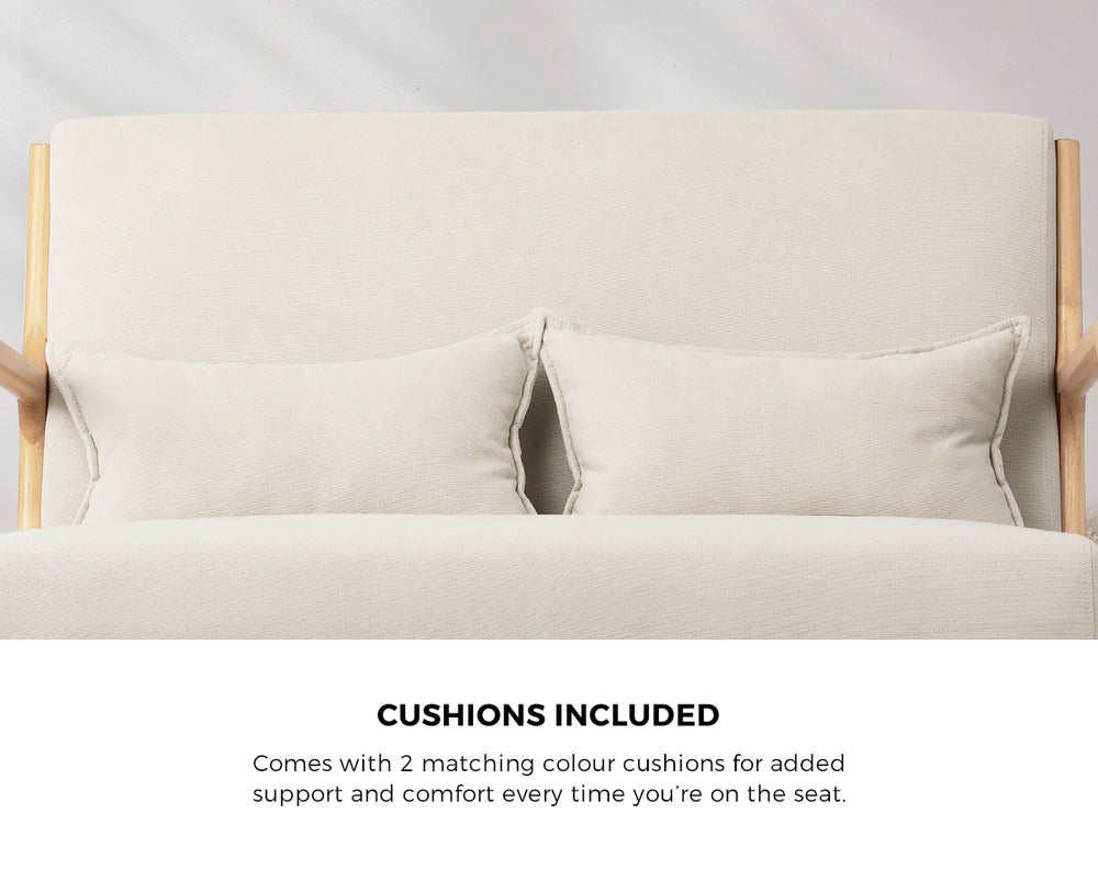 Oikiture Armchair Couch Pillows 2 Seater Fabric Beige