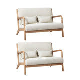 Oikiture 2X Armchair Lounge Chair Wood Light Beige