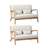 Oikiture 2X Armchair Lounge Chair Wood Light Beige