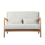 Oikiture 2X Armchair Lounge Chair Wood Light Beige