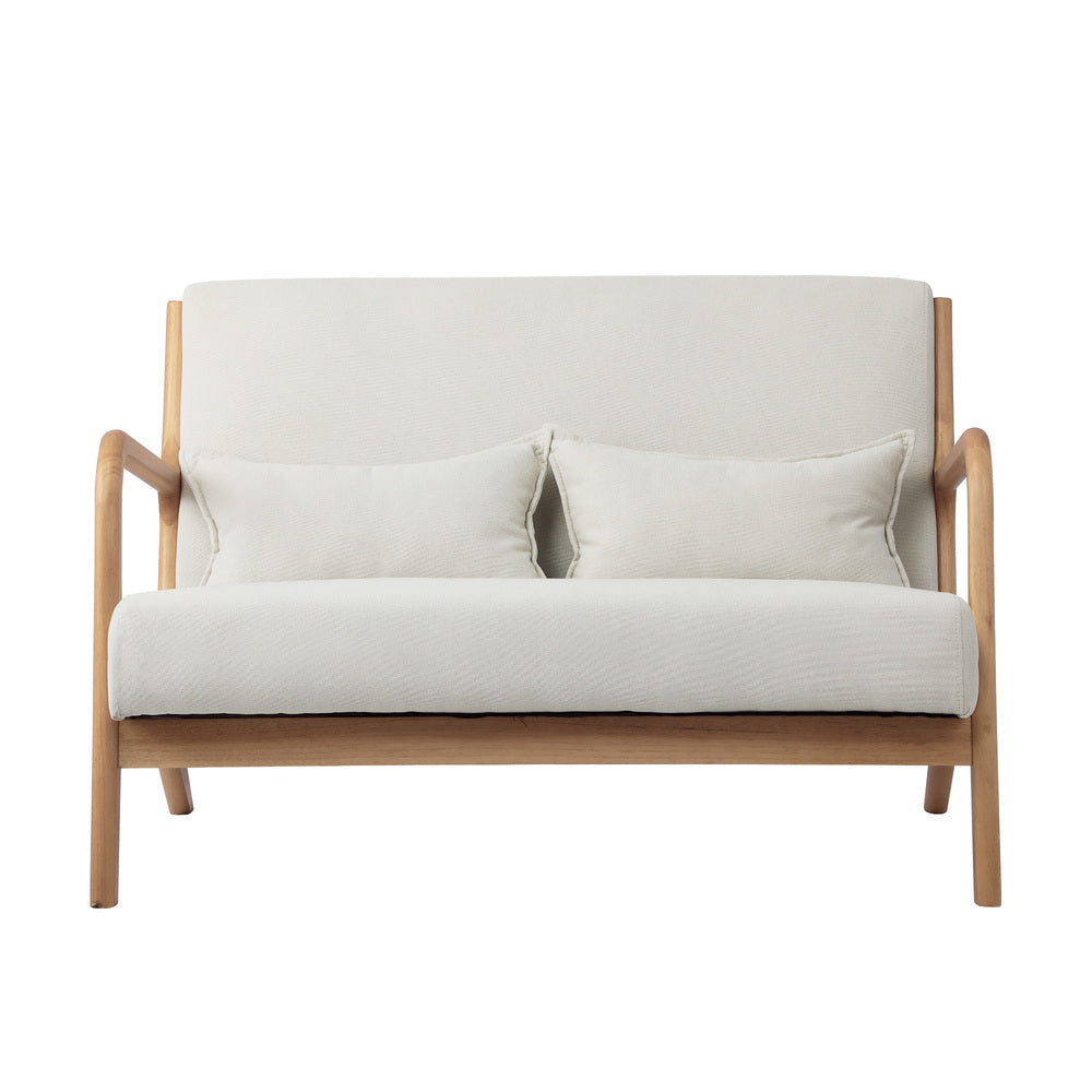 Oikiture 2X Armchair Lounge Chair Wood Light Beige
