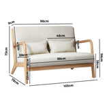 Oikiture 2X Armchair Lounge Chair Wood Light Beige - Rear View