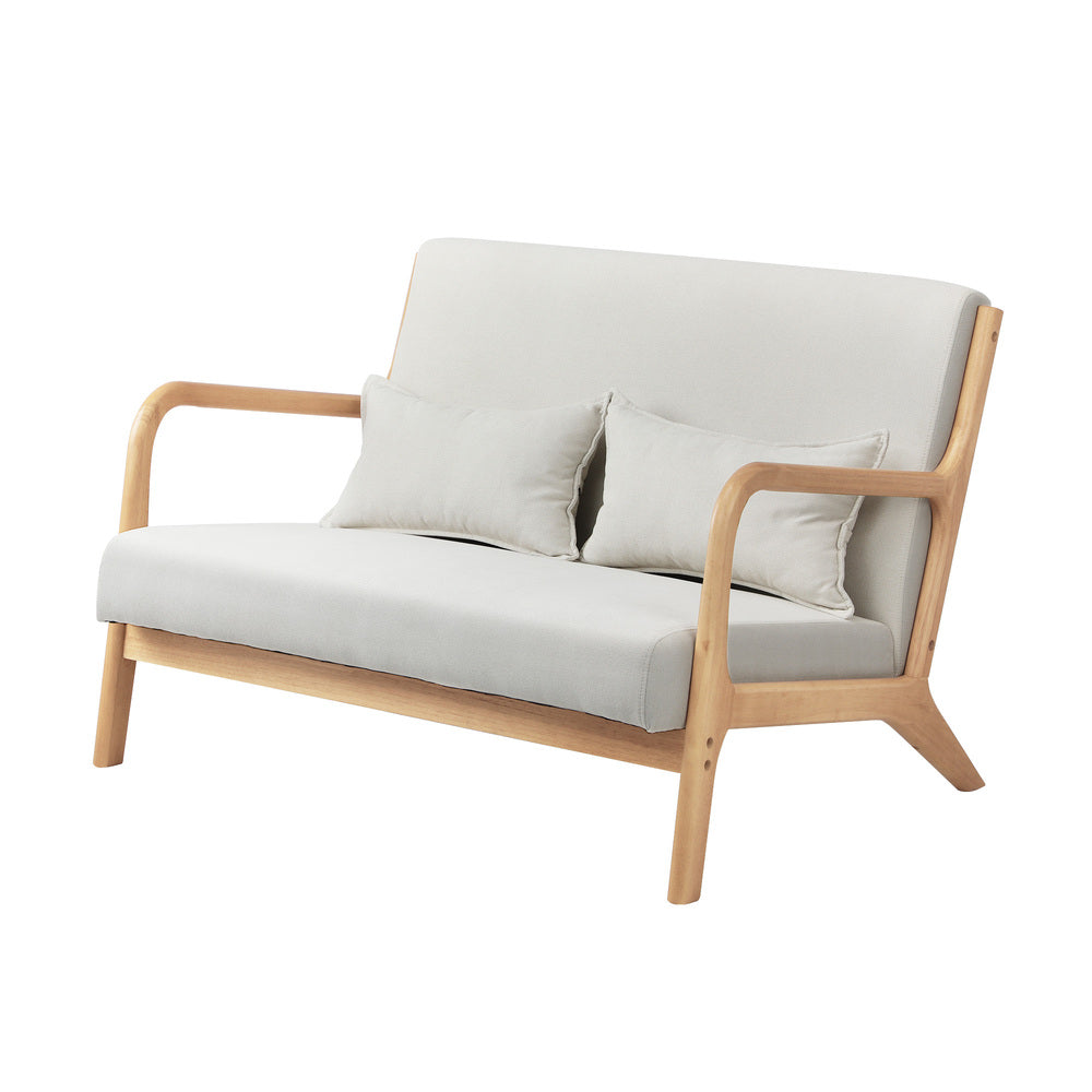 Oikiture 2X Armchair Lounge Chair Wood Light Beige