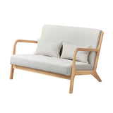 Oikiture 2X Armchair Lounge Chair Wood Light Beige - Close-Up Angle