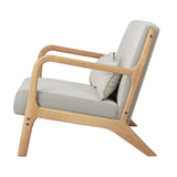 Oikiture 2X Armchair Lounge Chair Wood Light Beige - Front View