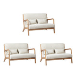Oikiture 3X Armchair Lounge Chair Wood Light Beige