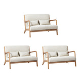 Oikiture 3X Armchair Lounge Chair Wood Light Beige