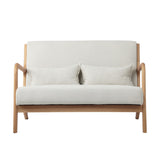 Oikiture 3X Armchair Lounge Chair Wood Light Beige - 45-Degree Angle
