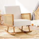 Oikiture Rocking Chair PE Rattan Beige - Side View