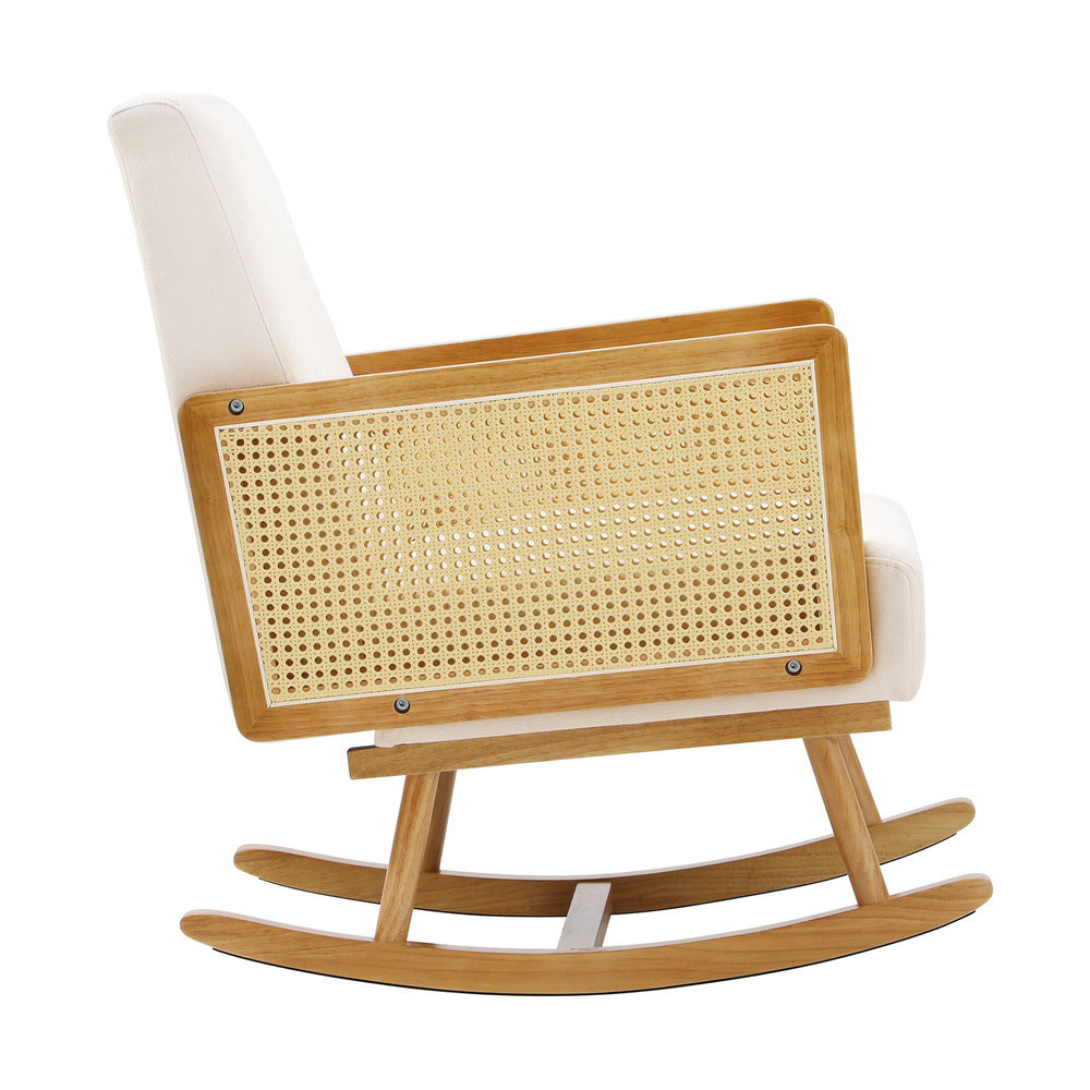 Oikiture Rocking Chair PE Rattan Beige