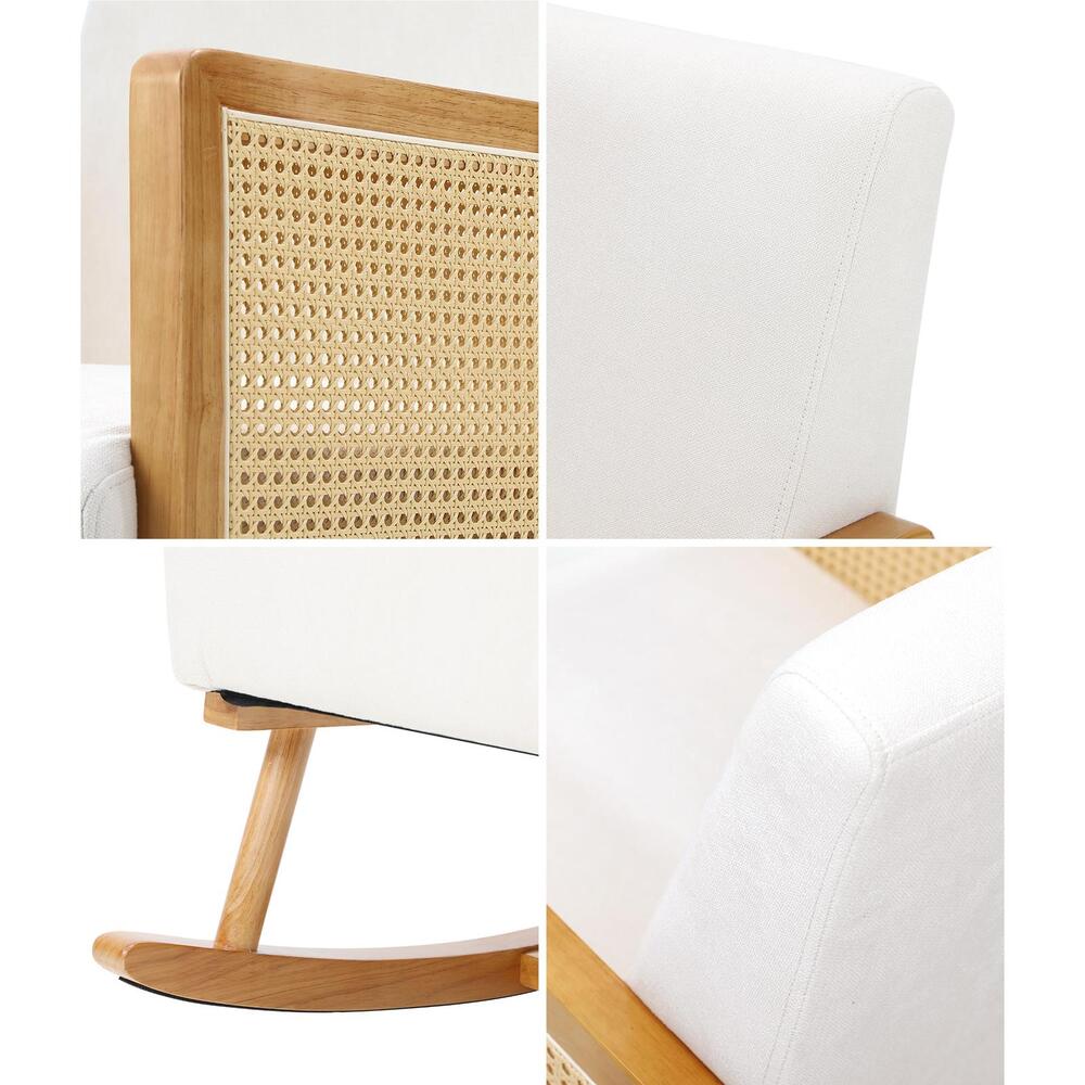 Oikiture Rocking Chair PE Rattan Beige