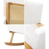 Oikiture Rocking Chair PE Rattan Beige - Close-Up Angle