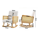Oikiture 2x Rocking Chair Nursing Armchair Linen PE Rattan Beige - Top-Down View