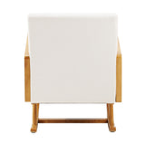 Oikiture 2x Rocking Chair Nursing Armchair Linen PE Rattan Beige - Side View