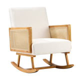 Oikiture 3x Rocking Chair Nursing Armchair Linen PE Rattan Beige - Top-Down View