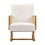 Oikiture 4x Rocking Chair Nursing Armchair Linen PE Rattan Beige