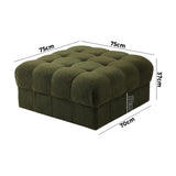 Oikiture 1 Seater Boucle Modular Ottoman Armless TOFU Green - 45-Degree Angle