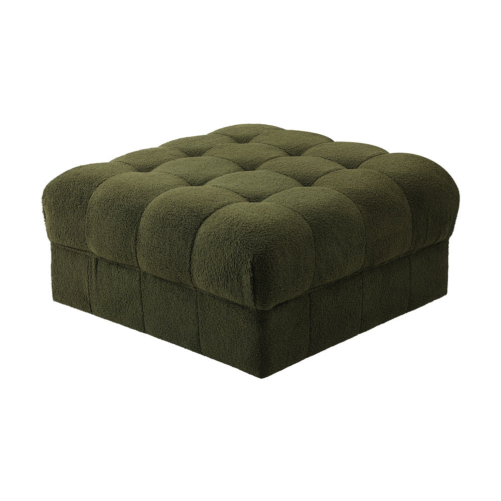 Oikiture 1 Seater Boucle Modular Ottoman Armless TOFU Green