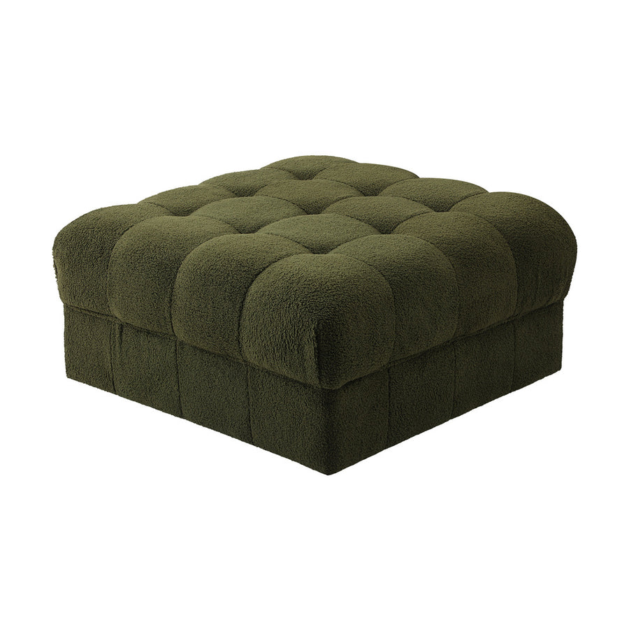 Oikiture 1 Seater Boucle Modular Ottoman Armless TOFU Green