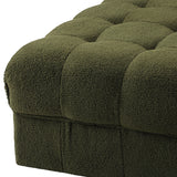 Oikiture 1 Seater Boucle Modular Ottoman Armless TOFU Green - Close-Up Angle