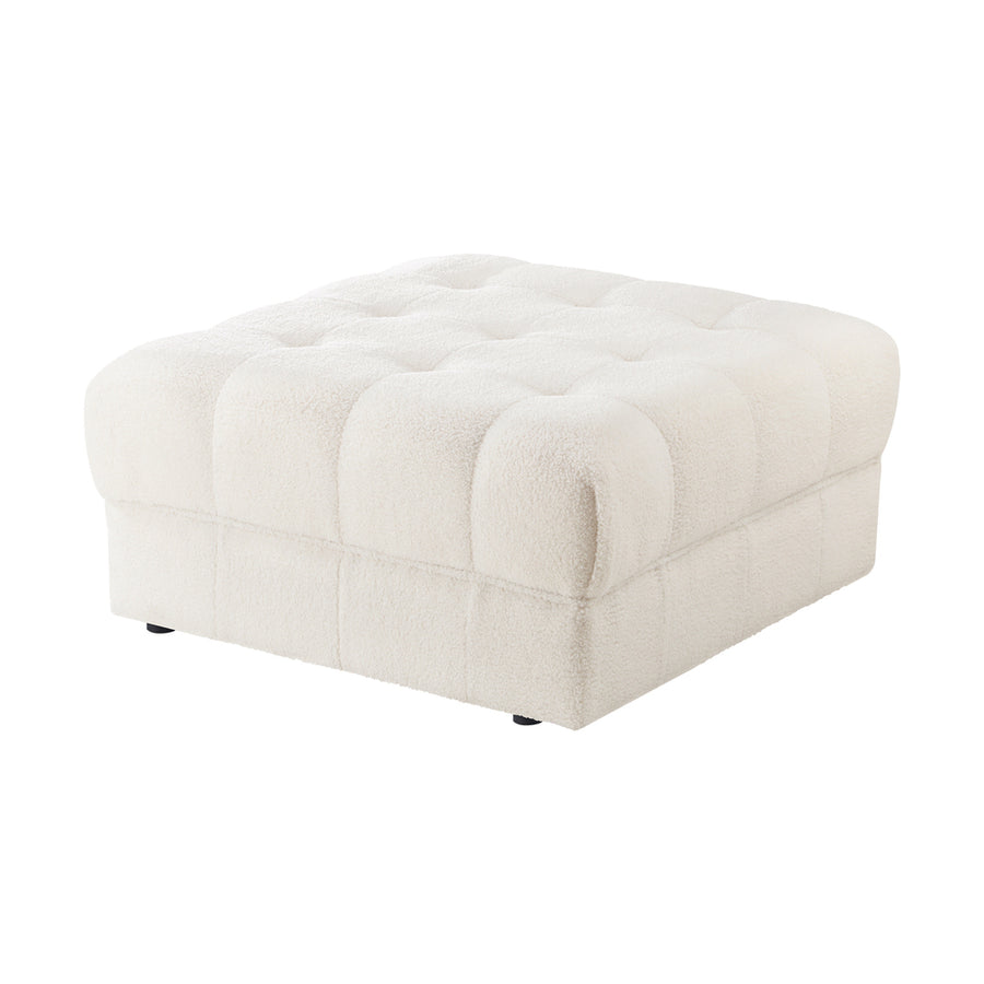 Oikiture 1 Seater Boucle Modular Ottoman Lounge Chair Armless White