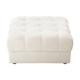 Oikiture 1 Seater Boucle Modular Ottoman Lounge Chair Armless White - 45-Degree Angle